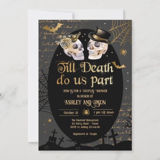 Tot de dood ons scheidt Halloween Koppels Bruispar Kaart (Voorkant)