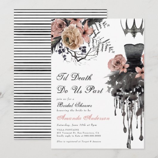 Tot de dood ons scheidt Halloween Roze Bruiloft Fe Kaart (Voorkant / Achterkant)