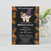 Tot de dood ons scheidt Halloween Trouwskeletten Kaart (Staand voorkant)