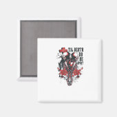 Tot de dood ons scheidt – Minimalistische skeletku Magneet (Voorkant / Achterkant)