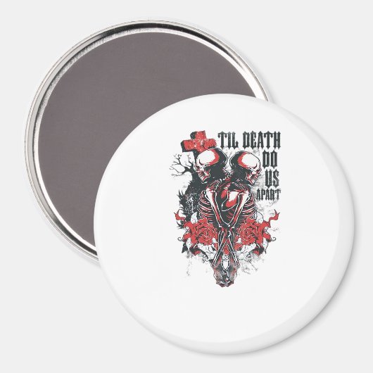 Tot de dood ons scheidt – Minimalistische skeletku Magneet (Voorkant / Achterkant)