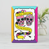 Tot de dood ons scheidt - Neon Bruiloft (blank) Kaart (Staand voorkant)