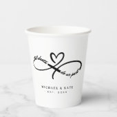 Tot de dood ons scheidt oneindigheidssymbool hart  papieren bekers (Voorkant)