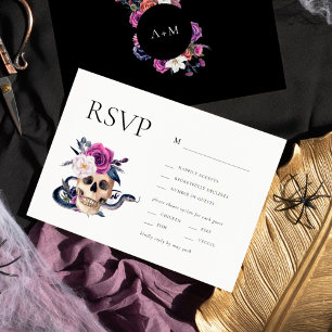'Tot de dood ons scheidt paars & zwart RSVP Kaart