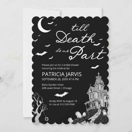 Tot de Dood Ons Scheidt QR Code Bruidsfeest Kaart (Voorkant)