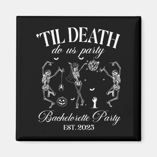 Tot de dood ons scheidt Retro Halloween Bruidsmeis Magneet (Voorkant)