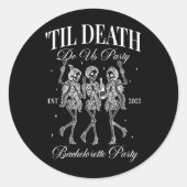 Tot de dood ons scheidt Retro Halloween Bruidsmeis Ronde Sticker (Voorkant)