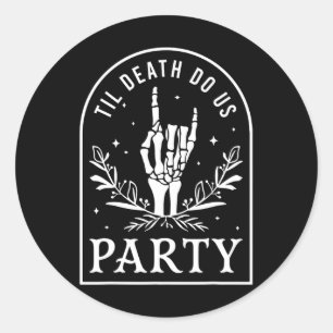 Tot de dood ons scheidt Retro Halloween vrijgezell Ronde Sticker