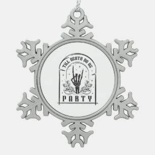 Tot de dood ons scheidt Retro vrijgezellenfeest on Tin Sneeuwvlok Ornament