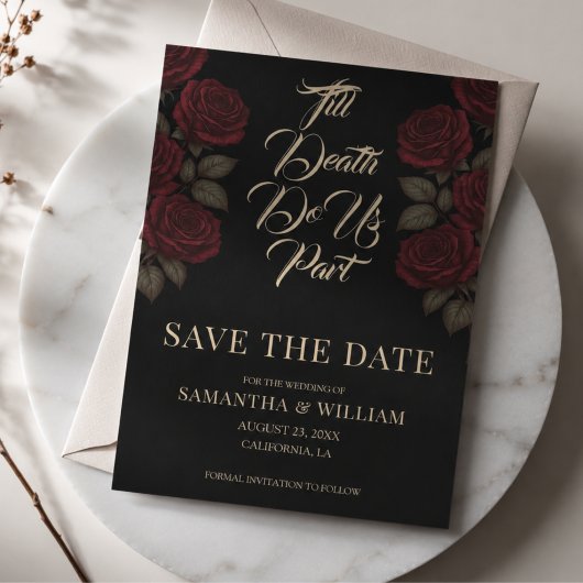 Tot de Dood Ons Scheidt Rode Rozen Huwelijk Save The Date