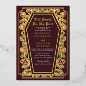 Tot de Dood Ons Scheidt Rose Red Gotische Bruiloft Folie Uitnodiging (Voorkant)