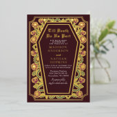 Tot de Dood Ons Scheidt Rose Red Gotische Bruiloft Folie Uitnodiging (Staand Voorkant)