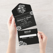 Tot de dood ons scheidt schedel koppels rozen all in one uitnodiging (Afscheurbaar)