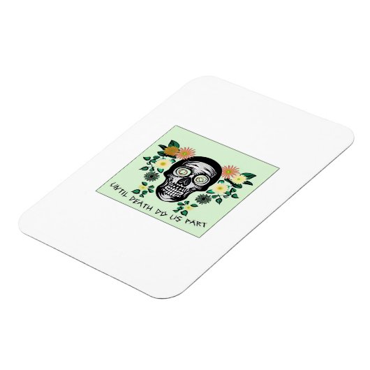 Tot de dood ons scheidt, schedel met klassieke blo magneet (Linkerzijde)