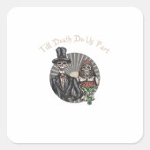 Tot de dood ons scheidt - Schedel pasgetrouwd echt Vierkante Sticker (Voorkant)
