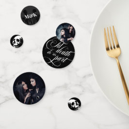 Tot de Dood Ons Scheidt Schedelfoto's Goth Huwelij Confetti