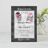 Tot de dood ons scheidt Schedels Hoed Bloemen Kaart (Staand voorkant)