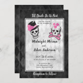 Tot de dood ons scheidt Schedels Hoed Bloemen Kaart (Voorkant / Achterkant)