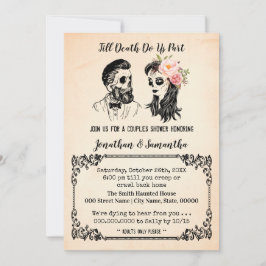 Tot de dood ons scheidt schedels koppels bruiloft kaart