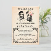 Tot de dood ons scheidt schedels koppels bruiloft kaart (Staand voorkant)