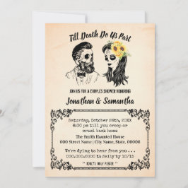 Tot de dood ons scheidt schedels koppels bruiloft kaart