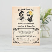 Tot de dood ons scheidt schedels koppels bruiloft kaart (Staand voorkant)