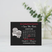 Tot de dood ons scheidt Schedels Rood Zwart Bruilo Aankondigingskaart (Staand voorkant)