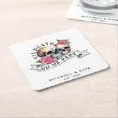 Tot de dood ons scheidt Schedels & Rozen Witte Bru Kartonnen Onderzetters (Schuin)