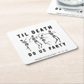 Tot de Dood Ons Scheidt Skelet Bachelorette Feest Kartonnen Onderzetters (Schuin)
