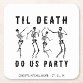 Tot de Dood Ons Scheidt Skelet Bachelorette Feest Kartonnen Onderzetters (Voorkant)