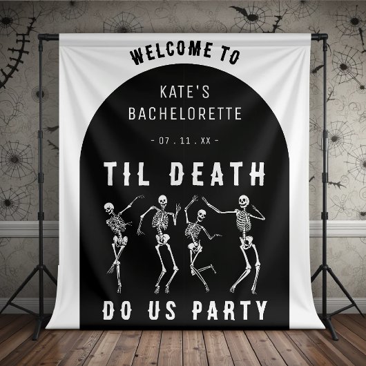 Tot de dood ons scheidt Skelet Bachelorette-feest Wandkleed
