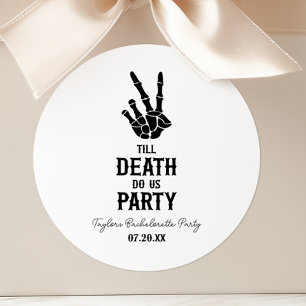 Tot de dood ons scheidt Skelet Bachelorette-feestj Ronde Sticker