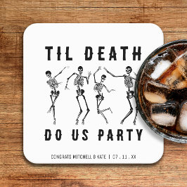 Tot de dood ons scheidt Skelet Bruidsmeisjesfeest Kartonnen Onderzetters