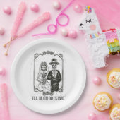 Tot de dood ons scheidt Skelet Bruidspaar – Papieren Bordje (Feest)