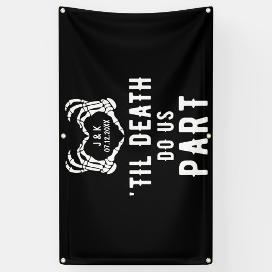 Tot de dood ons scheidt Skelet Bruiloft Persoonlij Spandoek (Verticaal)