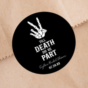 Tot de Dood Ons Scheidt Skelet Bruiloftsfeest Ronde Sticker