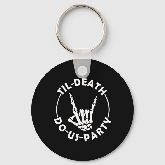 Tot de dood ons scheidt Skelet Hand Met Ring Bruid Sleutelhanger (Voorkant)