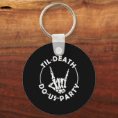 Tot de dood ons scheidt Skelet Hand Met Ring Bruid Sleutelhanger (Voorkant)