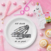 Tot de dood ons scheidt Skelet Handen (Crème) Klas Papieren Bordje (Feest)