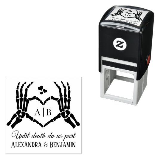 Tot de dood ons scheidt Skelet Handen Hart Teken # Zelfinktende Stempel (In situ)