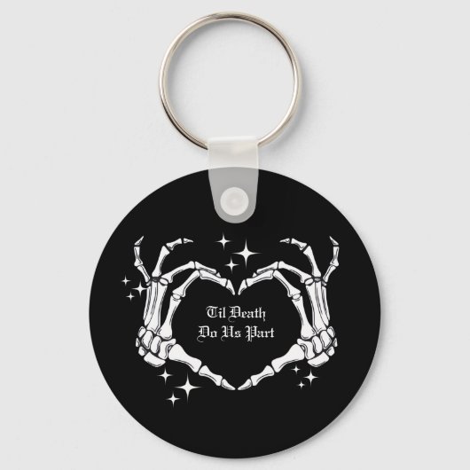 Tot de dood ons scheidt Skelet Hart Hand Trouw Sleutelhanger (Voorkant)