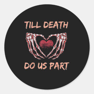 Tot de Dood Ons Scheidt Skelet Hart Handen Valenti Ronde Sticker