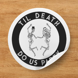 Tot de Dood Ons Scheidt Skelet Koppel Bachelorette Ronde Sticker