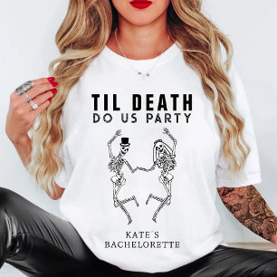 Tot de Dood Ons Scheidt Skelet Koppel Bachelorette T-shirt