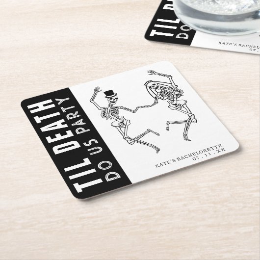 Tot de Dood Ons Scheidt Skelet Koppel Vrijgezellen Kartonnen Onderzetters (Schuin)