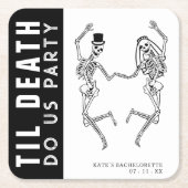 Tot de Dood Ons Scheidt Skelet Koppel Vrijgezellen Kartonnen Onderzetters (Voorkant)