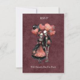 Tot de Dood Ons Scheidt Skelet RSVP Kaartje