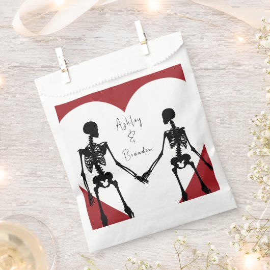 Tot de Dood Ons Scheidt Skelet Trouw Rood Bedankzakje (Geknipt)