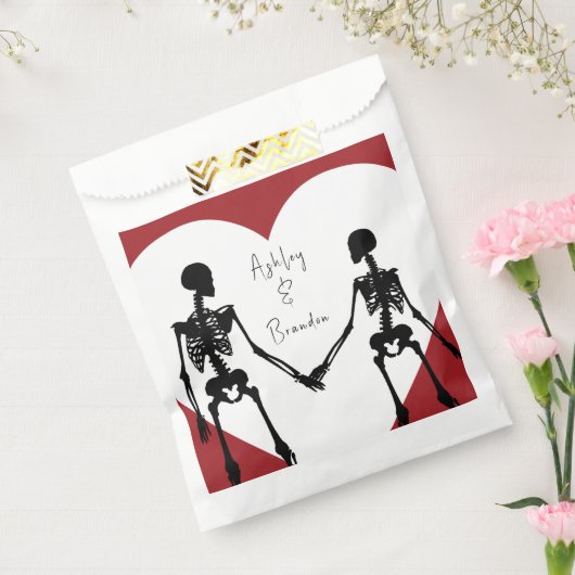 Tot de Dood Ons Scheidt Skelet Trouw Rood Bedankzakje (Gezegeld)