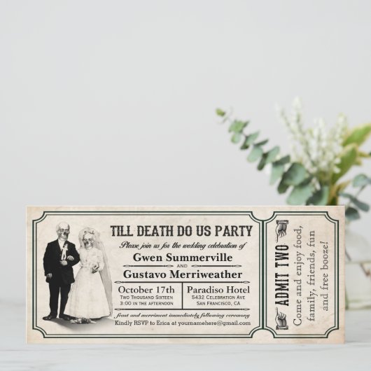 Tot de dood ons scheidt Trouwkaart uitnodigingen (Staand voorkant)